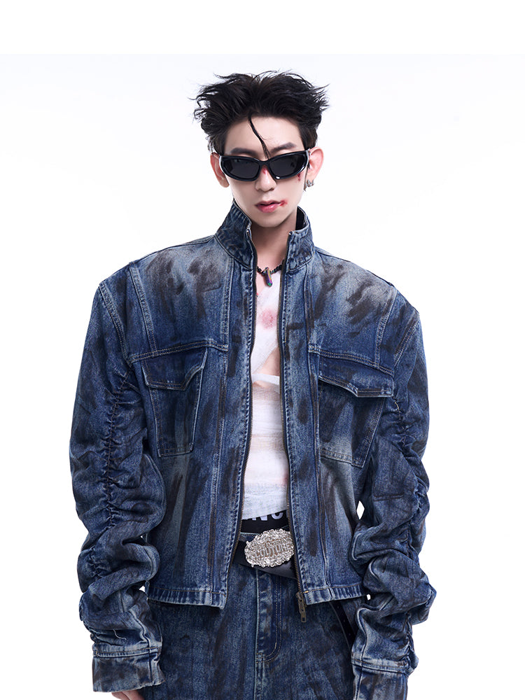 【24s Sep.】Wrinkled Short Denim Jacket ArtsKoreanMan