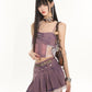 【24s July.】Hot Girl Lace Purple Denim Vest + Short Skirt