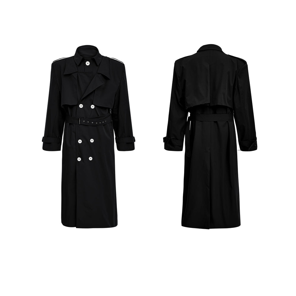【24s Oct.】Deconstructed Fake Two-piece Padded Shoulder Trench Coat ArtsKoreanMan