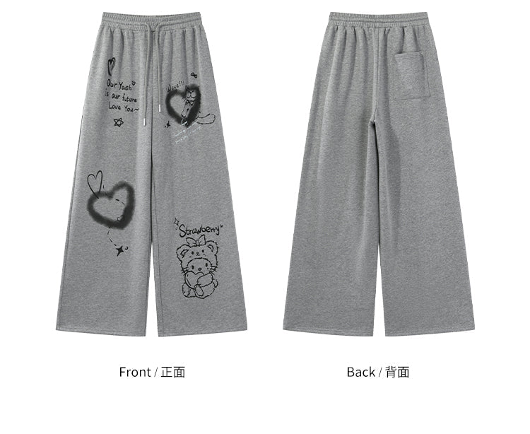 【24s Sep.】Printed Lazy Waist Loose Straight Pants TrendyStyle101