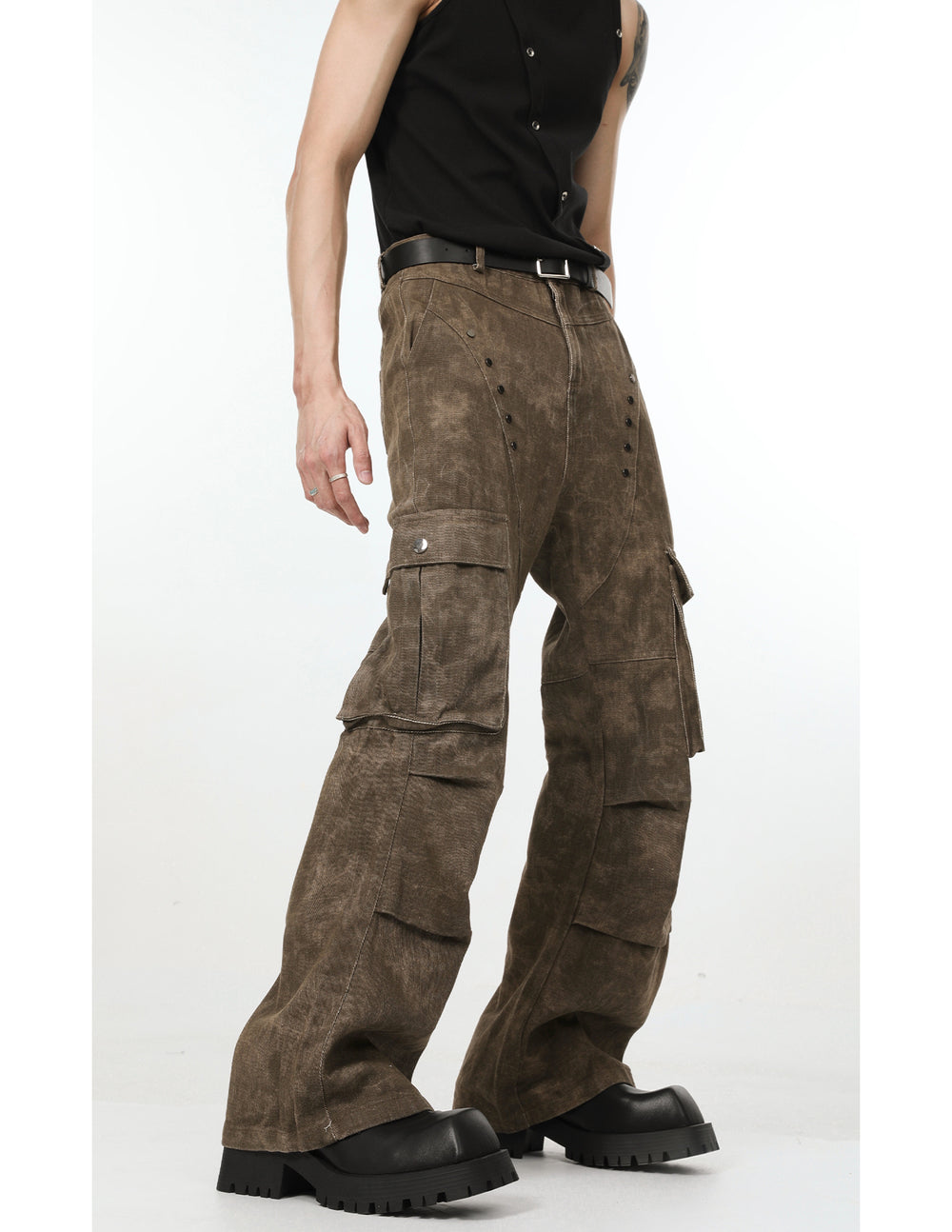 【24s Nov.】Pleated Rivet Vibe Pocket Cargo Jeans ArtsKoreanMan