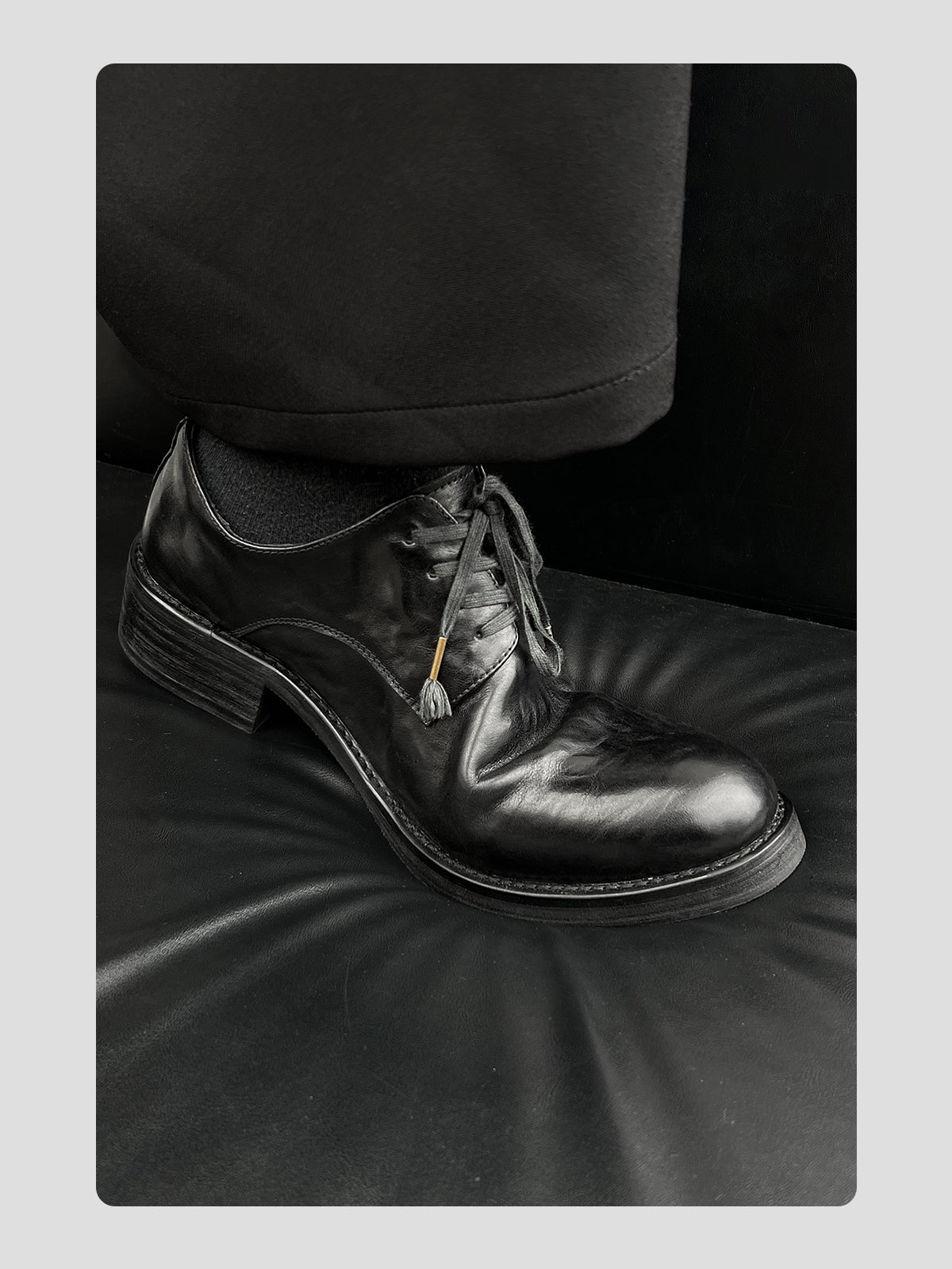 Wrinkled Top-grain Cowhide Pointed-toe Leather Shoes