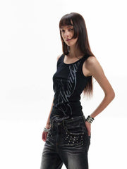 Script Graphic Compression Tank Top