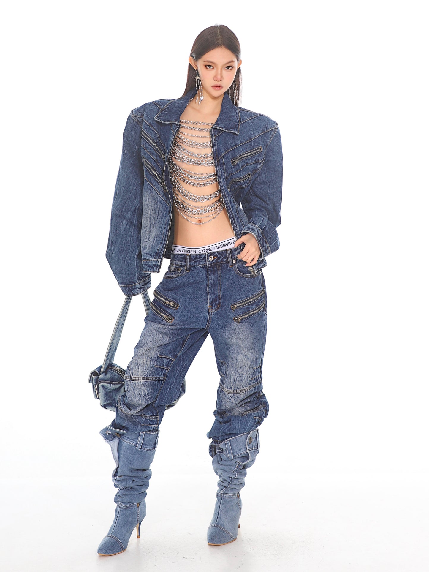 【24s Sep.】Gradient Washed Distressed Denim Jacket