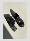 Washed Leather Thick-soled Round-toe Derby Shoes