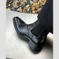Pointed-toe Leather Platform Chelsea Boots
