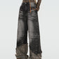 【24s Nov.】Washed Leopard Print Vintage Straight Jeans