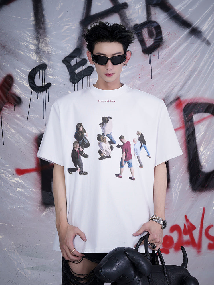 【24s Aug.】High Street Fashion Brand Hip Hop Character Print T-shirt