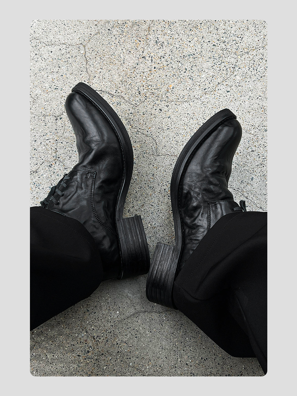 Wrinkled Top-grain Cowhide Pointed-toe Leather Shoes