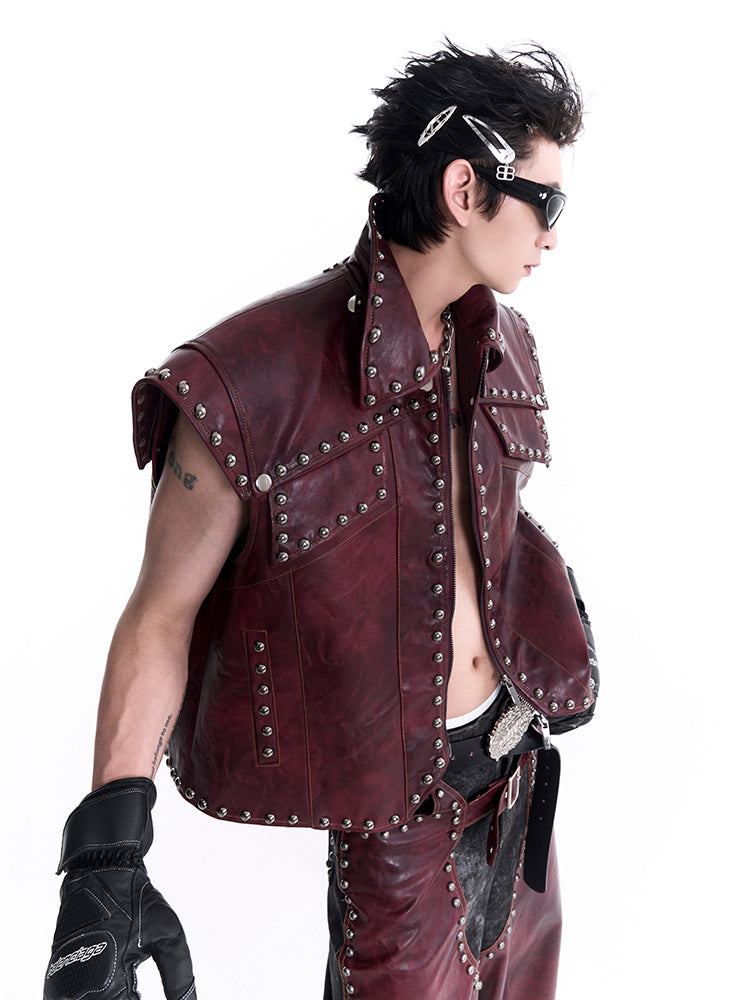 【24s Sep.】Studded Leather Vest ArtsKoreanMan