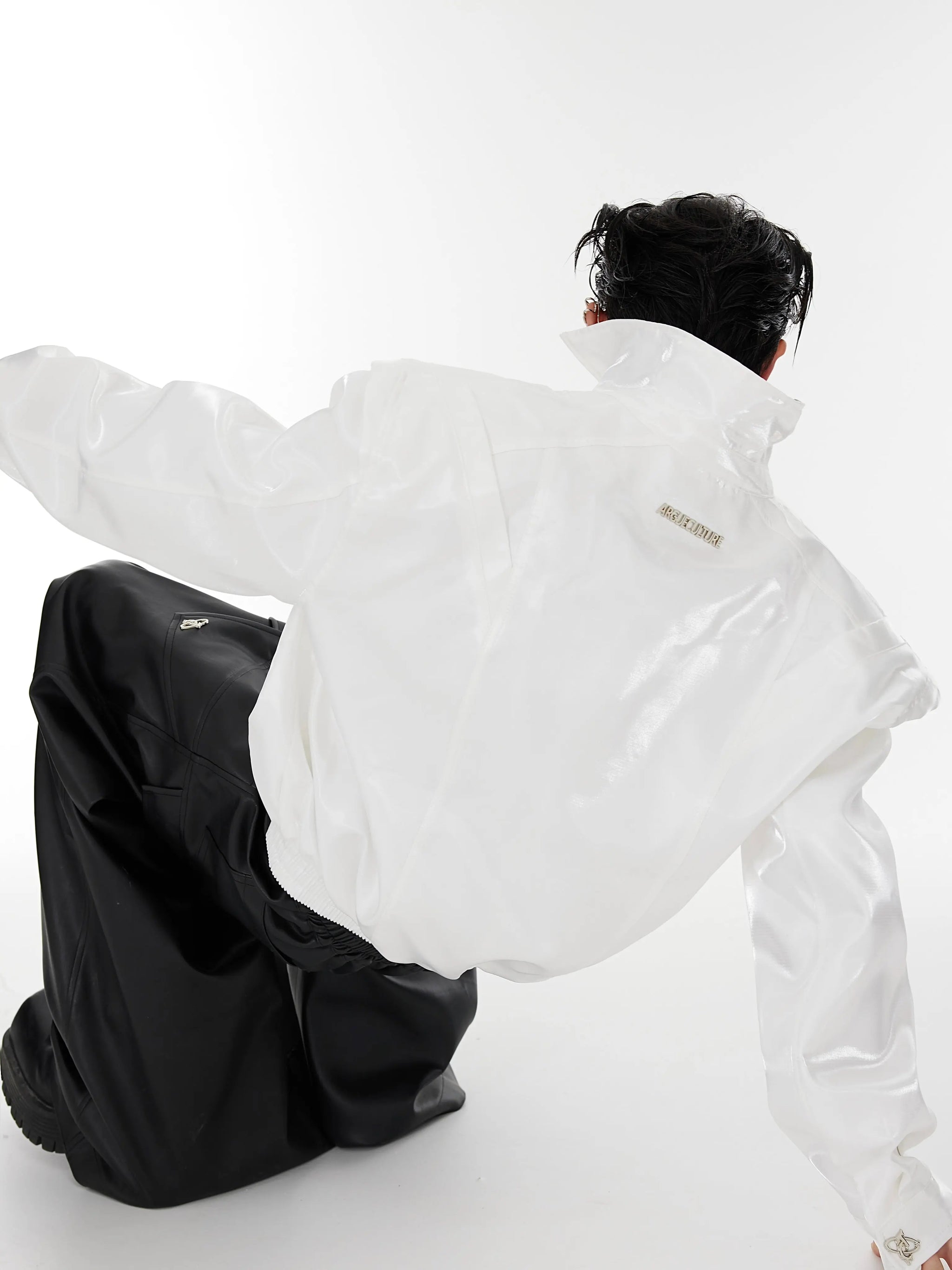 Intelligence Streamer Shoulder Padded Backless Top Shorts Set- Up