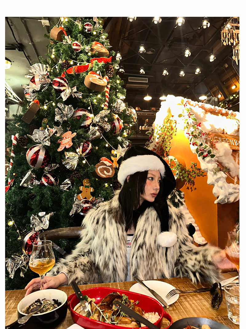 【24s Nov.】Leopard Plush Faux Fur Coat（Girls) ArtsKoreanMan