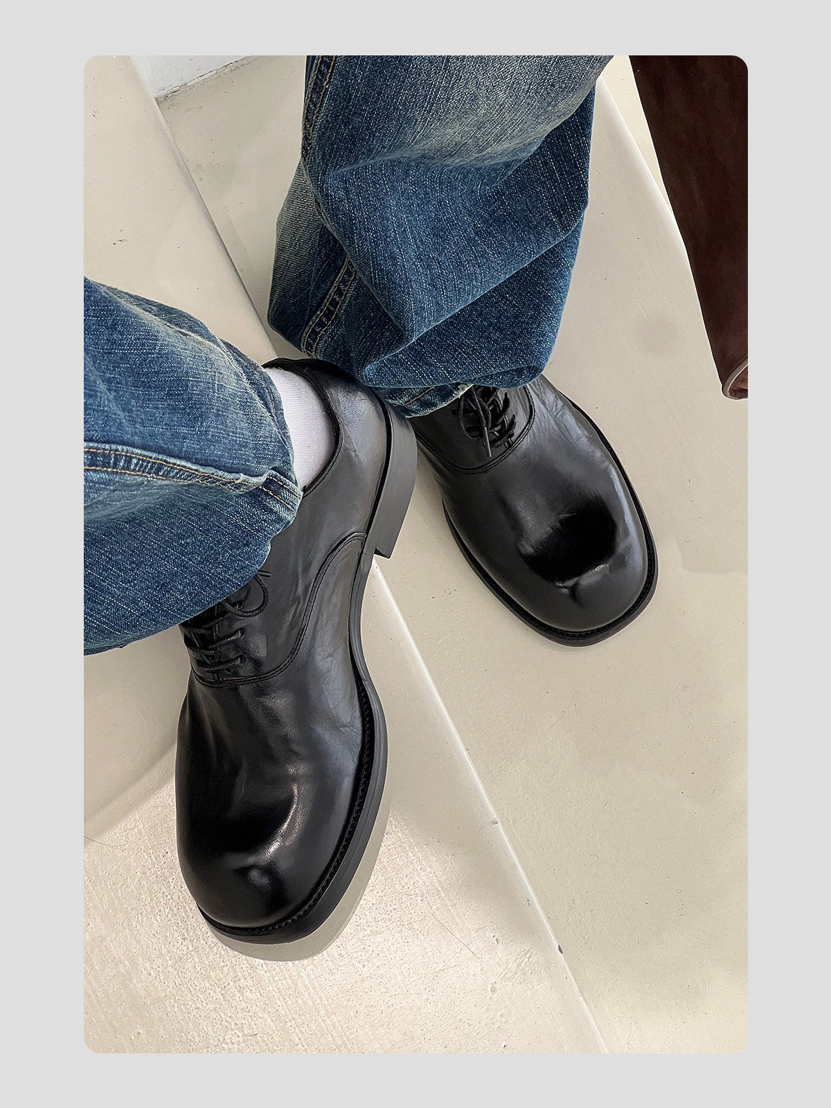 Crosscut Washed Horsehide Derby Shoes