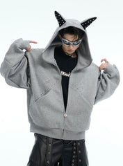 【25s Feb.】Rivet Stitching Doberman Hooded Couple Jacket