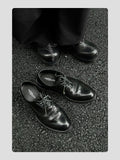 Wrinkled Top-grain Cowhide Pointed-toe Leather Shoes