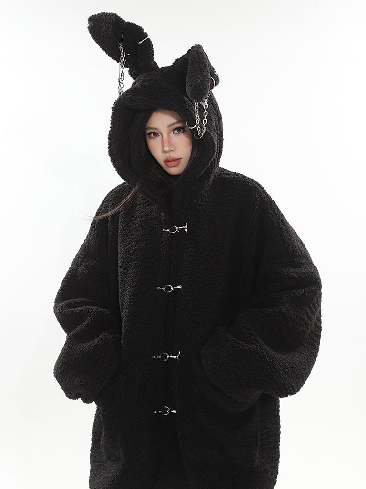 【23s December.】Cute Bunny Ears Hooded Sherpa Jacket ArtsKoreanMan