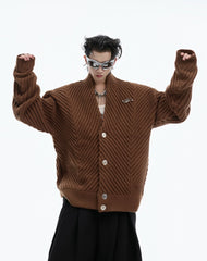 【24s Oct.】Metal Button Large V-neck Loose Knit Sweater ArtsKoreanMan
