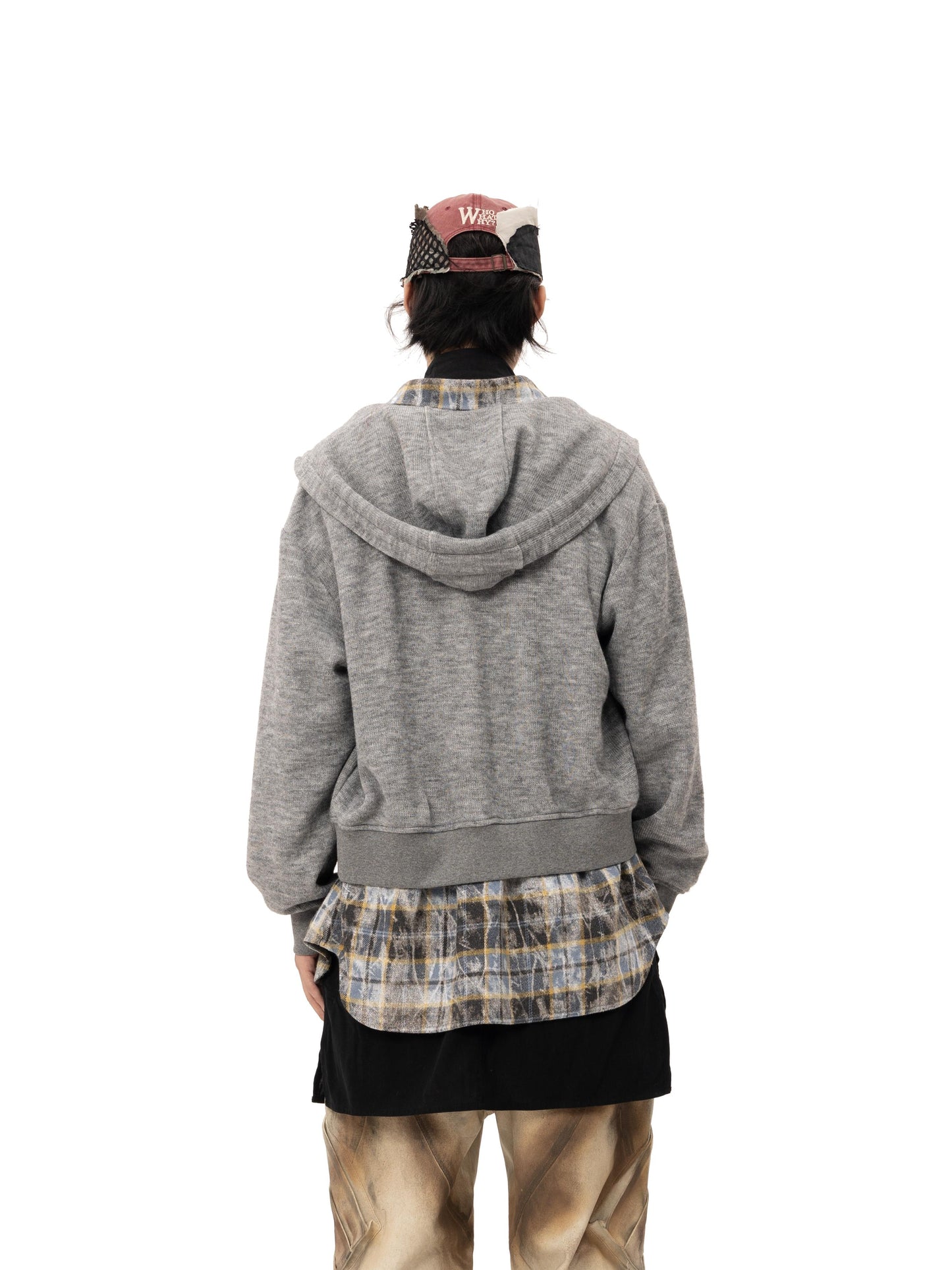 【25s Jan.】Multi-wear Plaid Patchwork Loose Coat