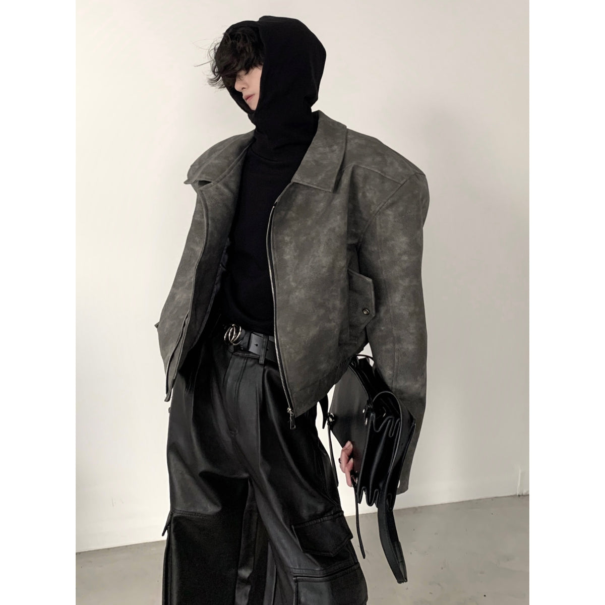 【23s November.】Tie-dye American Vintage Leather Jacket ArtsKoreanMan