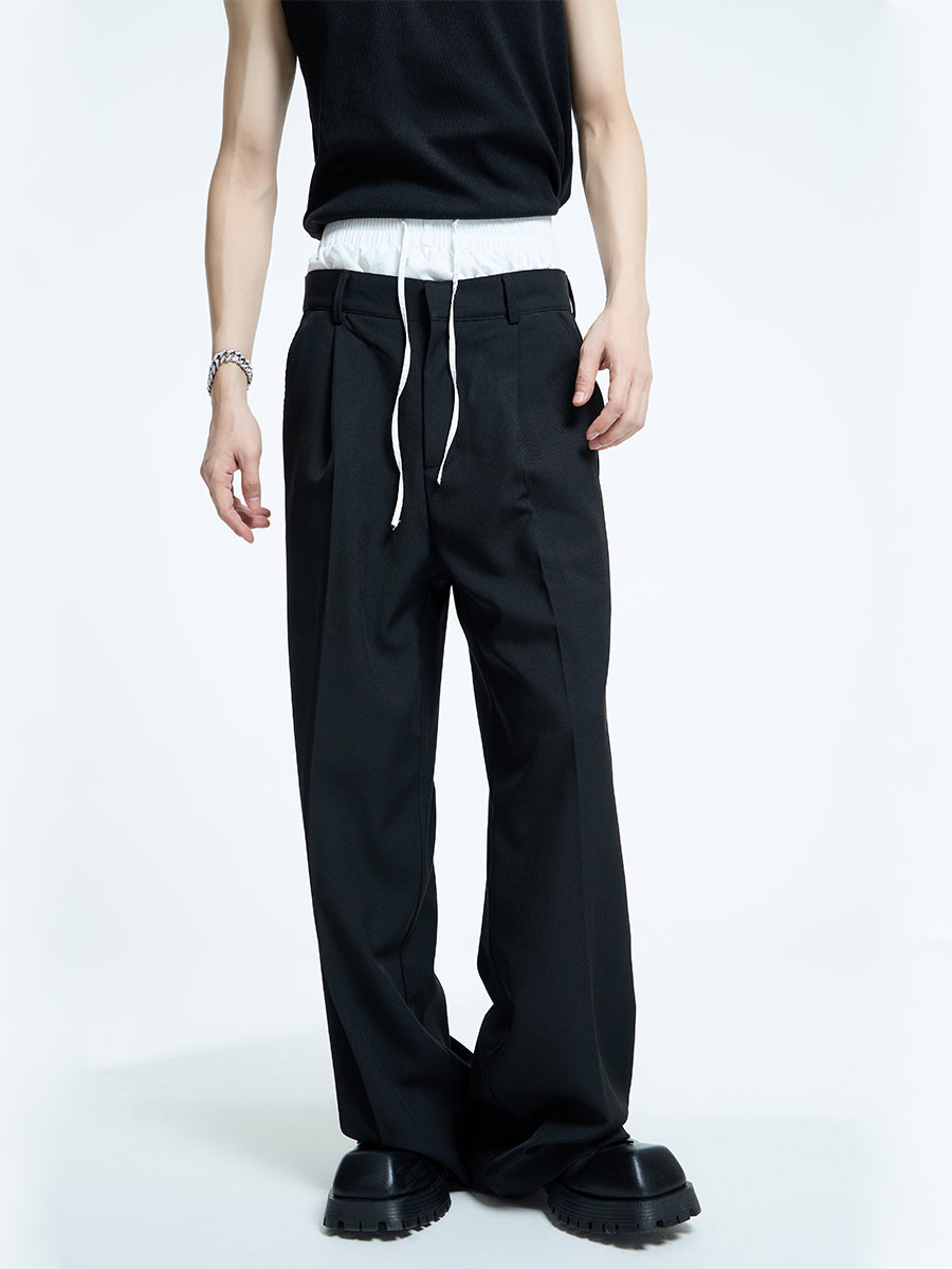 【23s September.】Double Layer High Waist Relaxed Pants -M