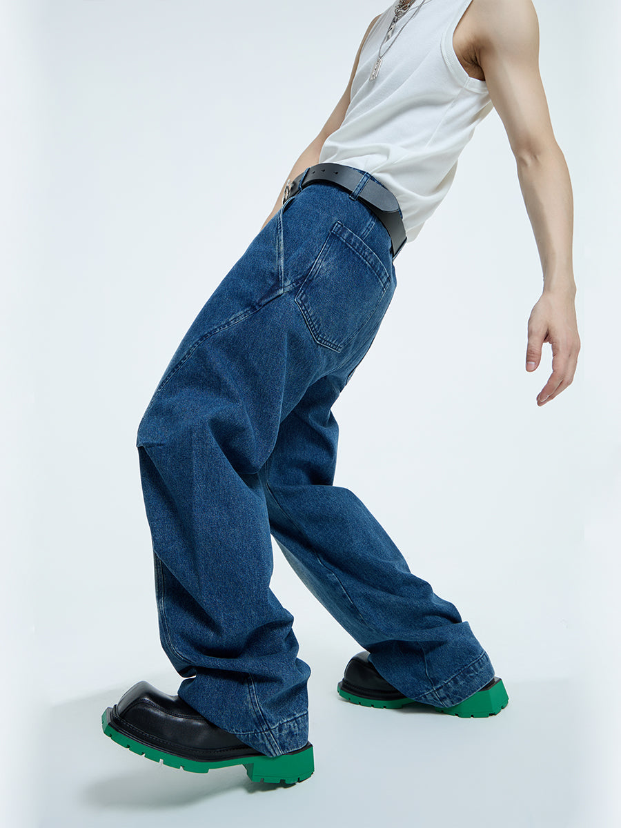【23s September.】Curved Irregular Wide Leg Jeans-L ArtsKoreanMan