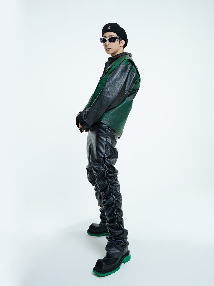 【23s September.】Dyed PU Punk Jacket+ Leather Pants