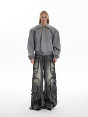 【24s Oct.】Pleated Tightening Shoulder Pads Design Sense Biker Jacket ArtsKoreanMan