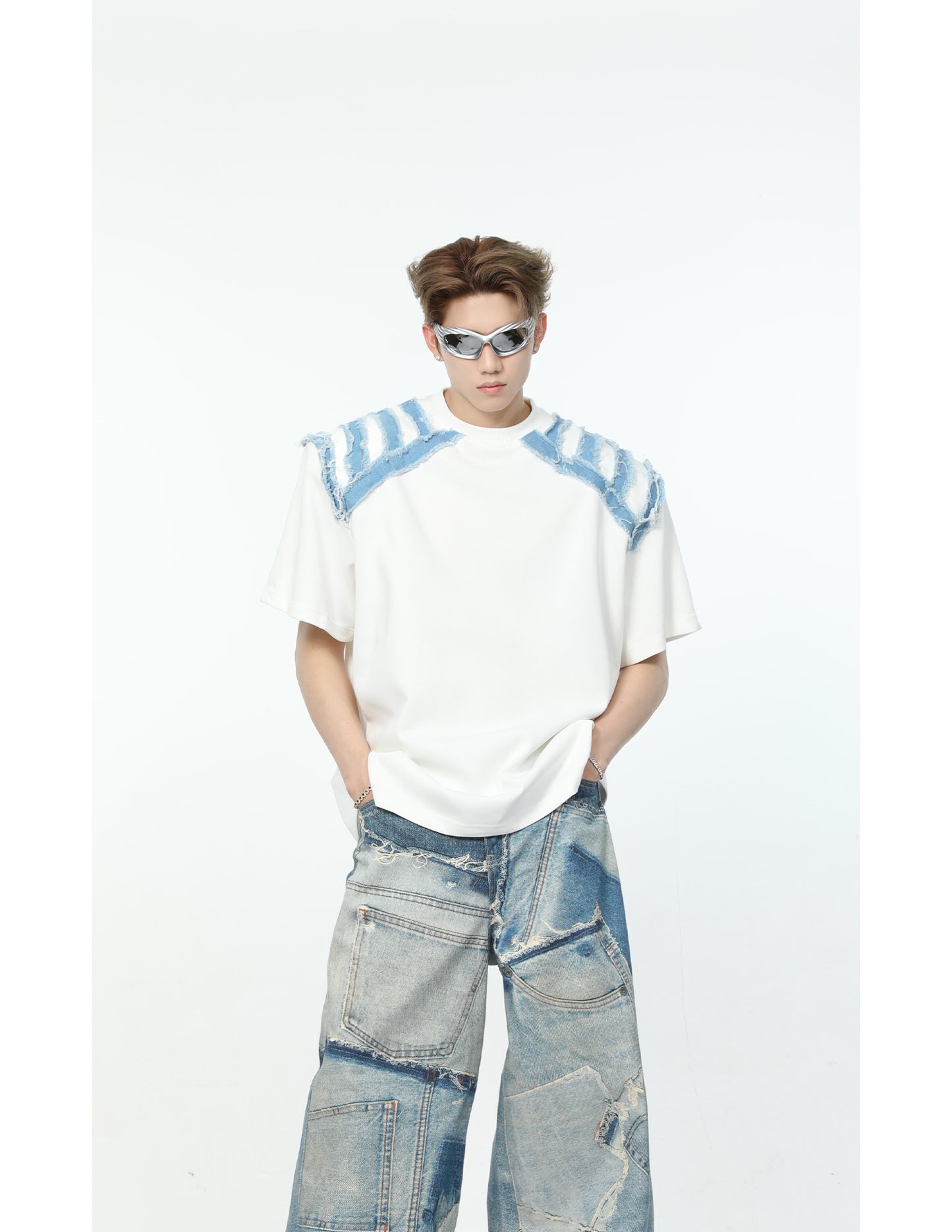 【24s May.】High Street Contrast Color Splicing Simple T-Shirt