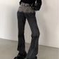 【23s November.】Washed Black and Gray Straight-leg Jeans
