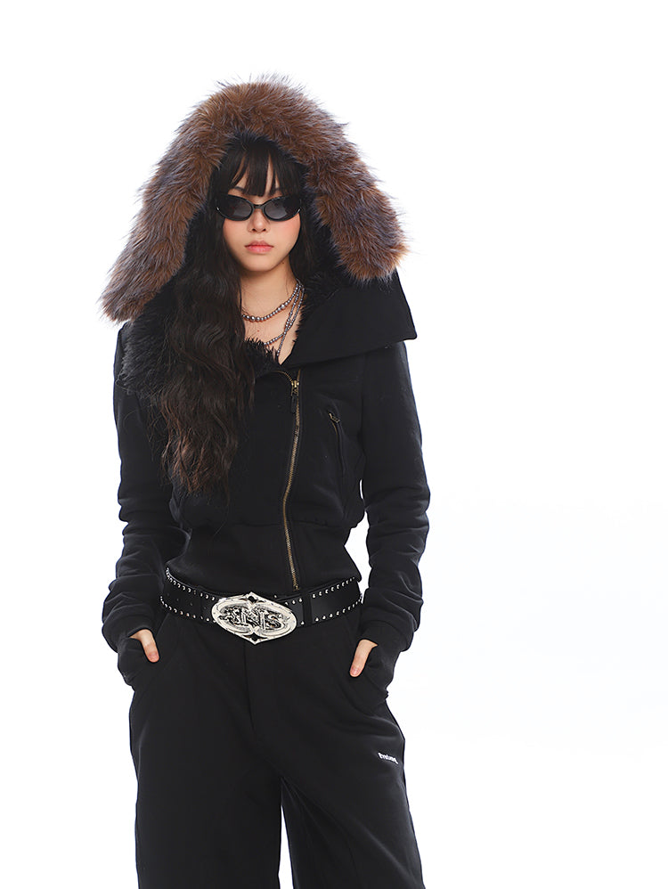 【24s Dec.】Slanted Collar and Plush Fur Collar Hoodie ArtsKoreanMan