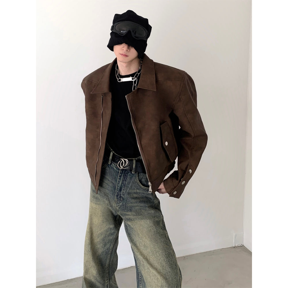 【23s November.】Tie-dye American Vintage Leather Jacket ArtsKoreanMan