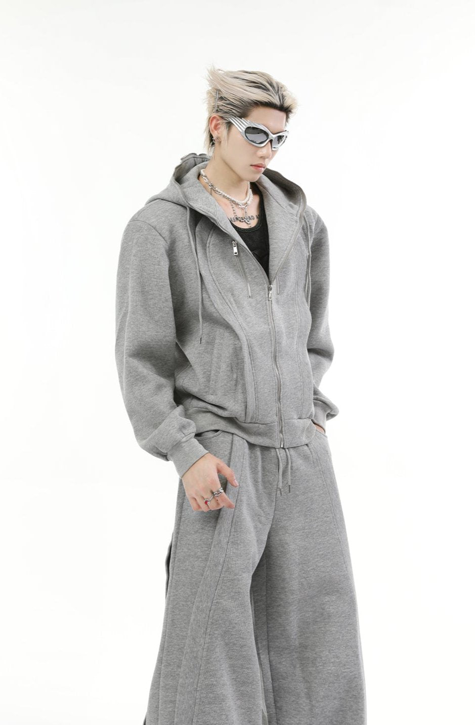 【24s Nov.】Solid Color Hooded Sweatshirt Jacket + Casual Pants Sports Suit