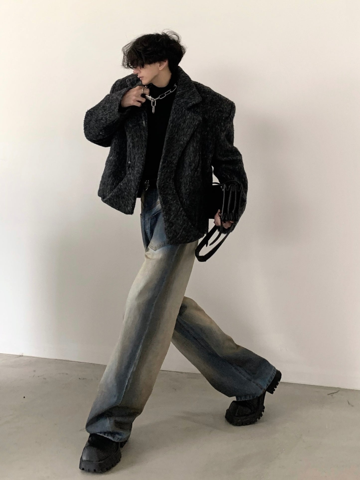 【23s November.】Premium Silhouette Gray Woolen Jacket