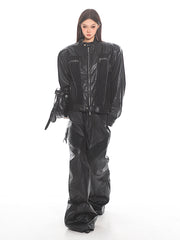 【24s Sep.】High-end Silhouette Stitching Leather Pants ArtsKoreanMan