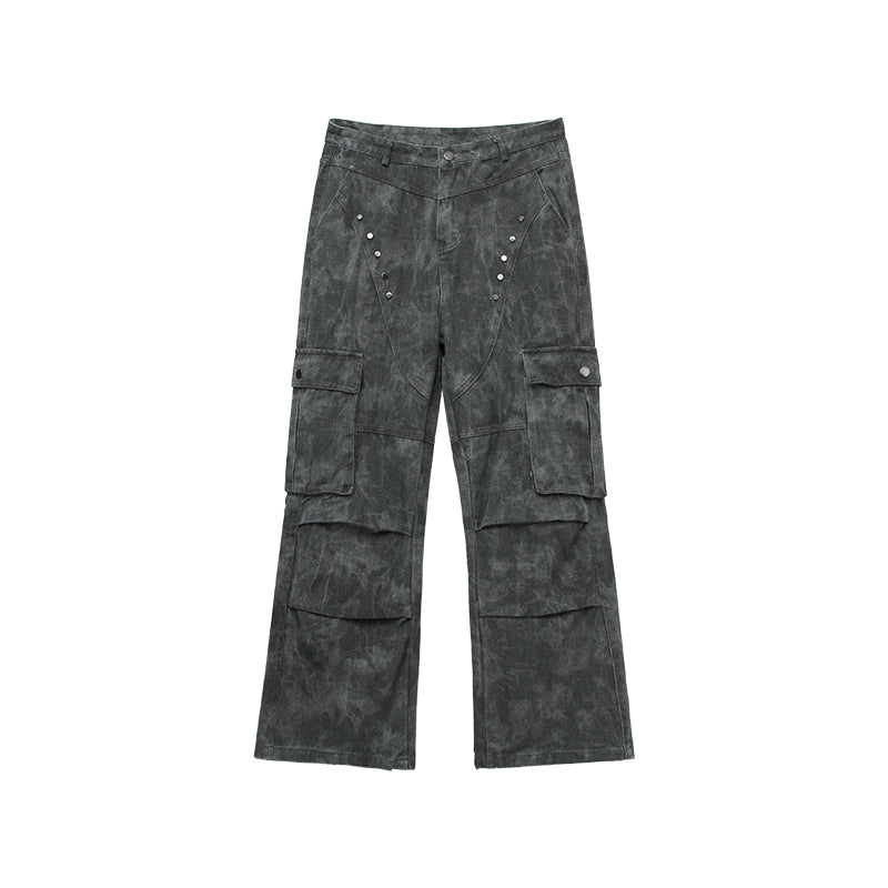 【24s Aug.】Pleated Rivet Vibe Pocket Cargo Jeans