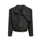 【24s Nov.】Retro Diagonal Zip Letter Embroidered Leather Jacket