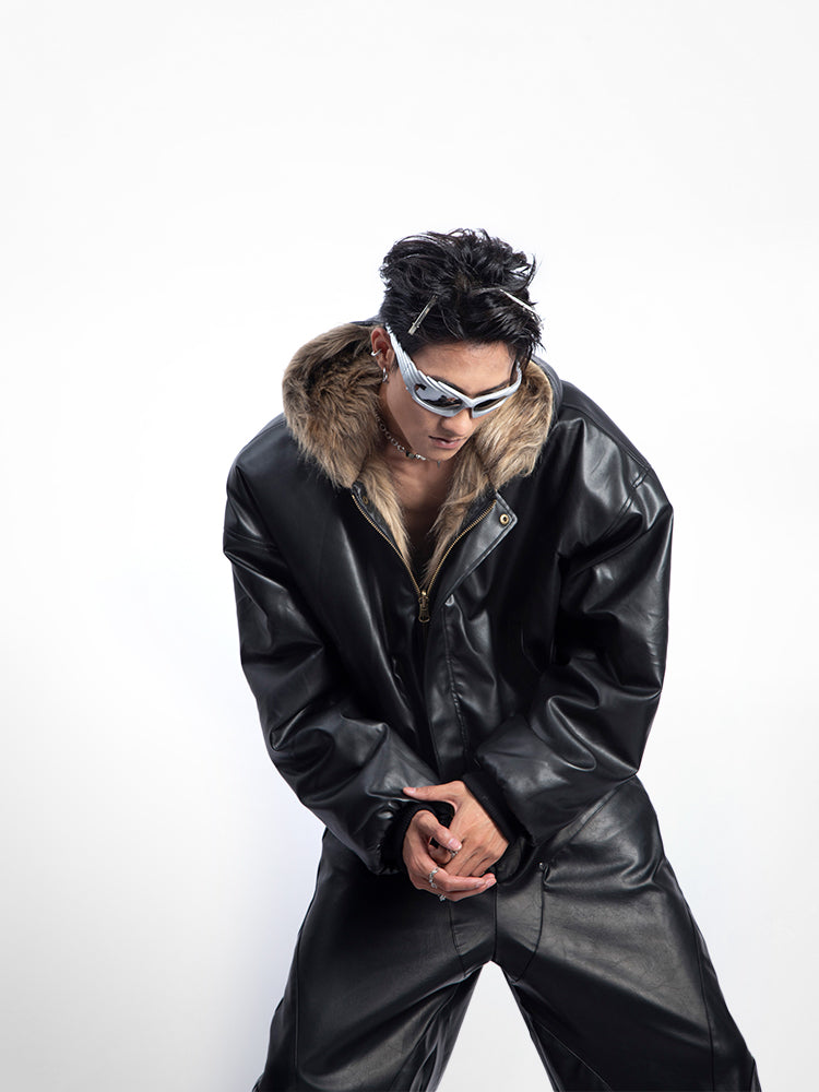 【24s Dec.】Retro Silhouette Plush Leather Reversible Jacket ArtsKoreanMan