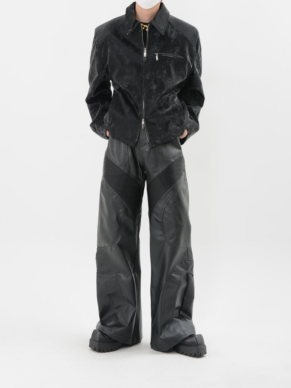 【24s Sep.】PU Leather Patchwork Jacket ArtsKoreanMan