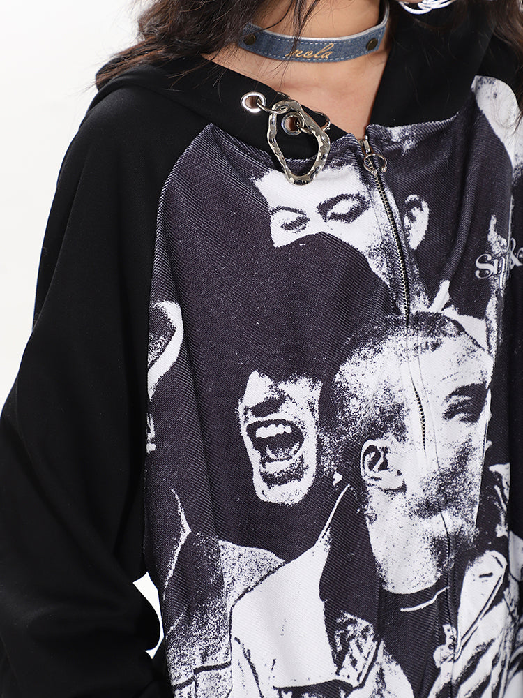 【24s February.】Punk Goth Print Hoodie ArtsKoreanMan