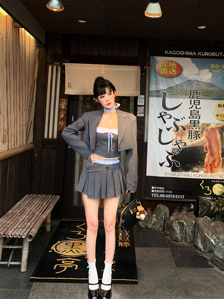 【24s Sep.】Blazer and Skirt School Set ArtsKoreanMan