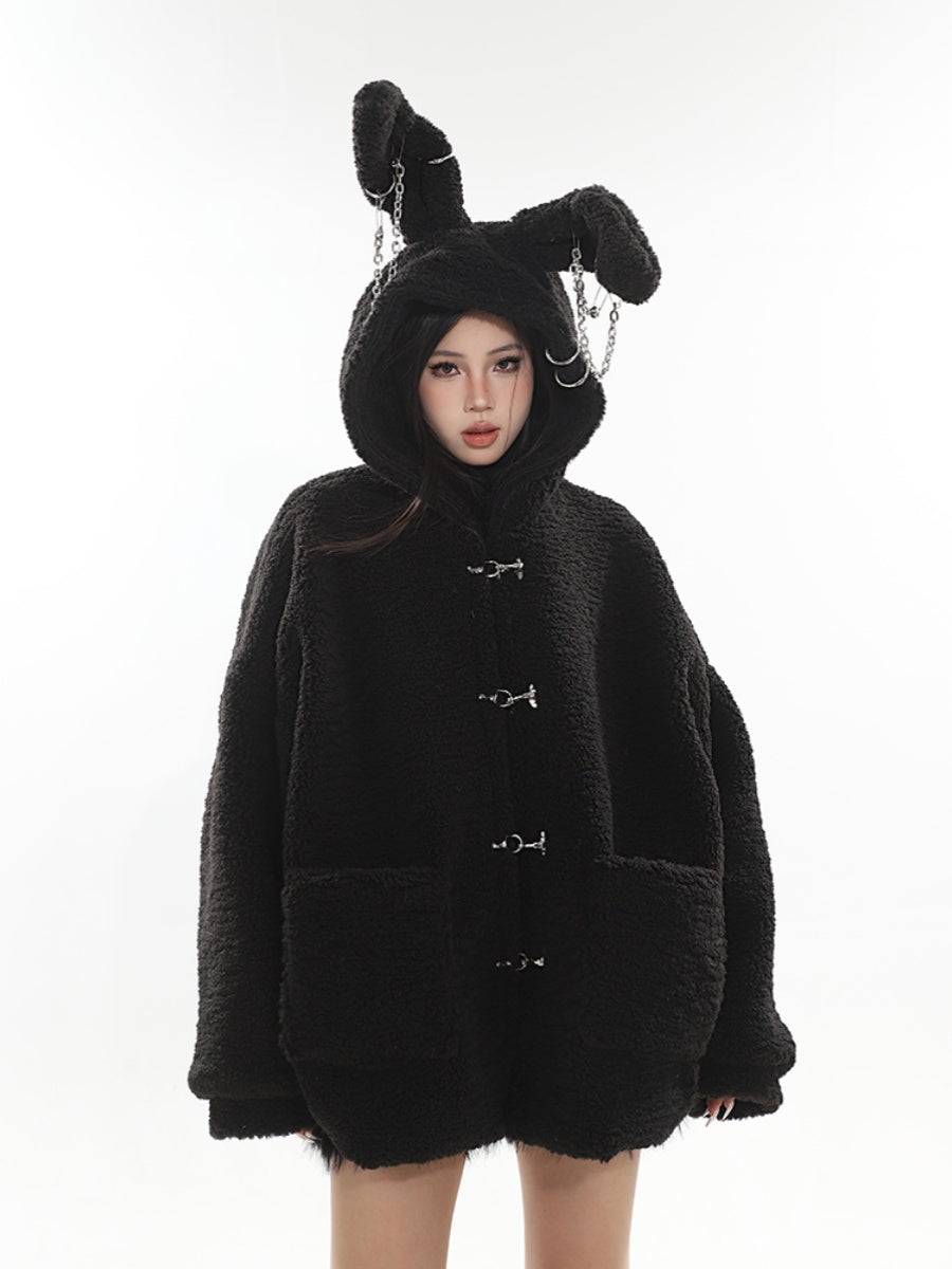 【23s December.】Cute Bunny Ears Hooded Sherpa Jacket
