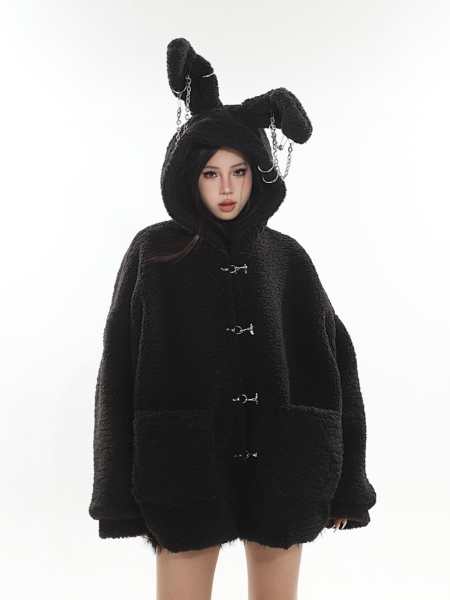 【23s December.】Cute Bunny Ears Hooded Sherpa Jacket ArtsKoreanMan