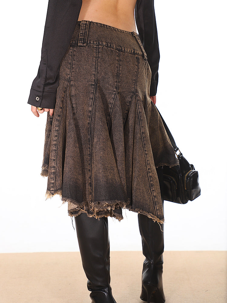 【24s Oct.】American Retro Hot Girl Washed Denim Skirt