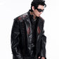 【24s Nov.】Niche Design Patchwork Pleated Motorcycle Leather Jacket