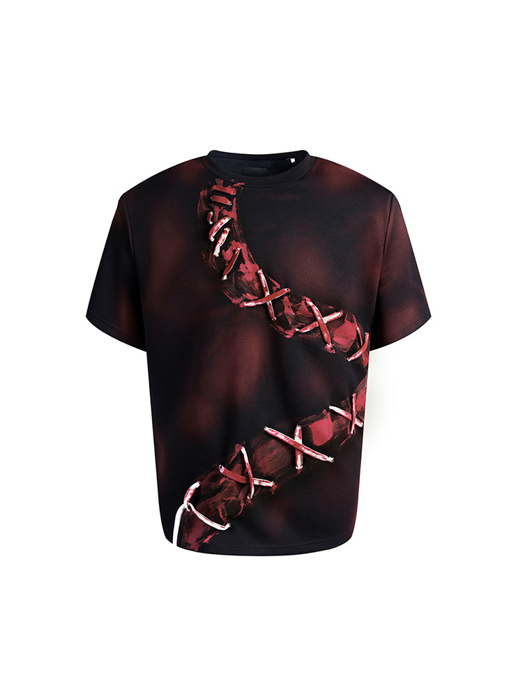 【24s Aug.】Dark Red Spray-dyed Tie T-shirt