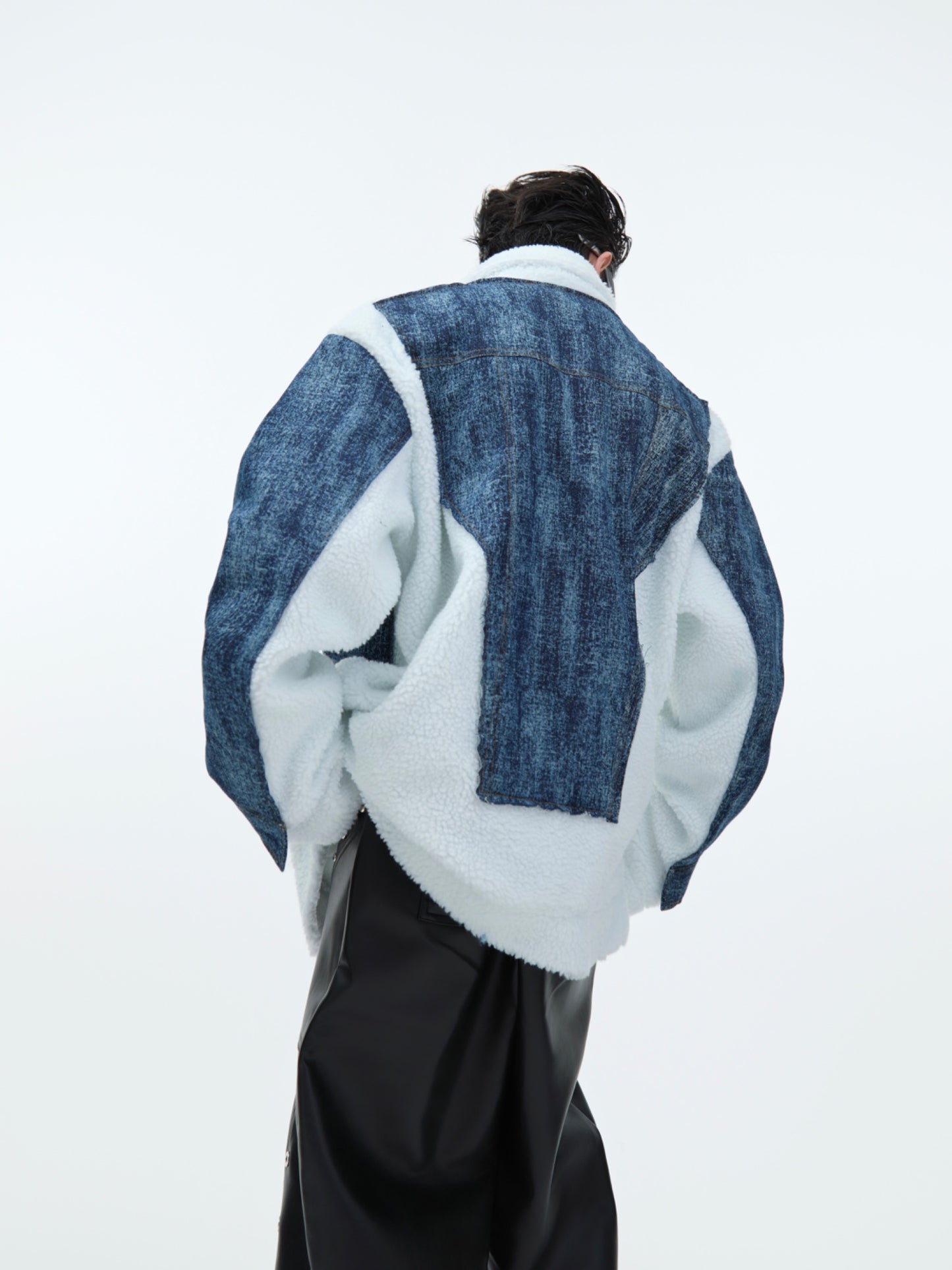 【24s Nov.】Lambskin Patchwork Denim Two-piece Jacket