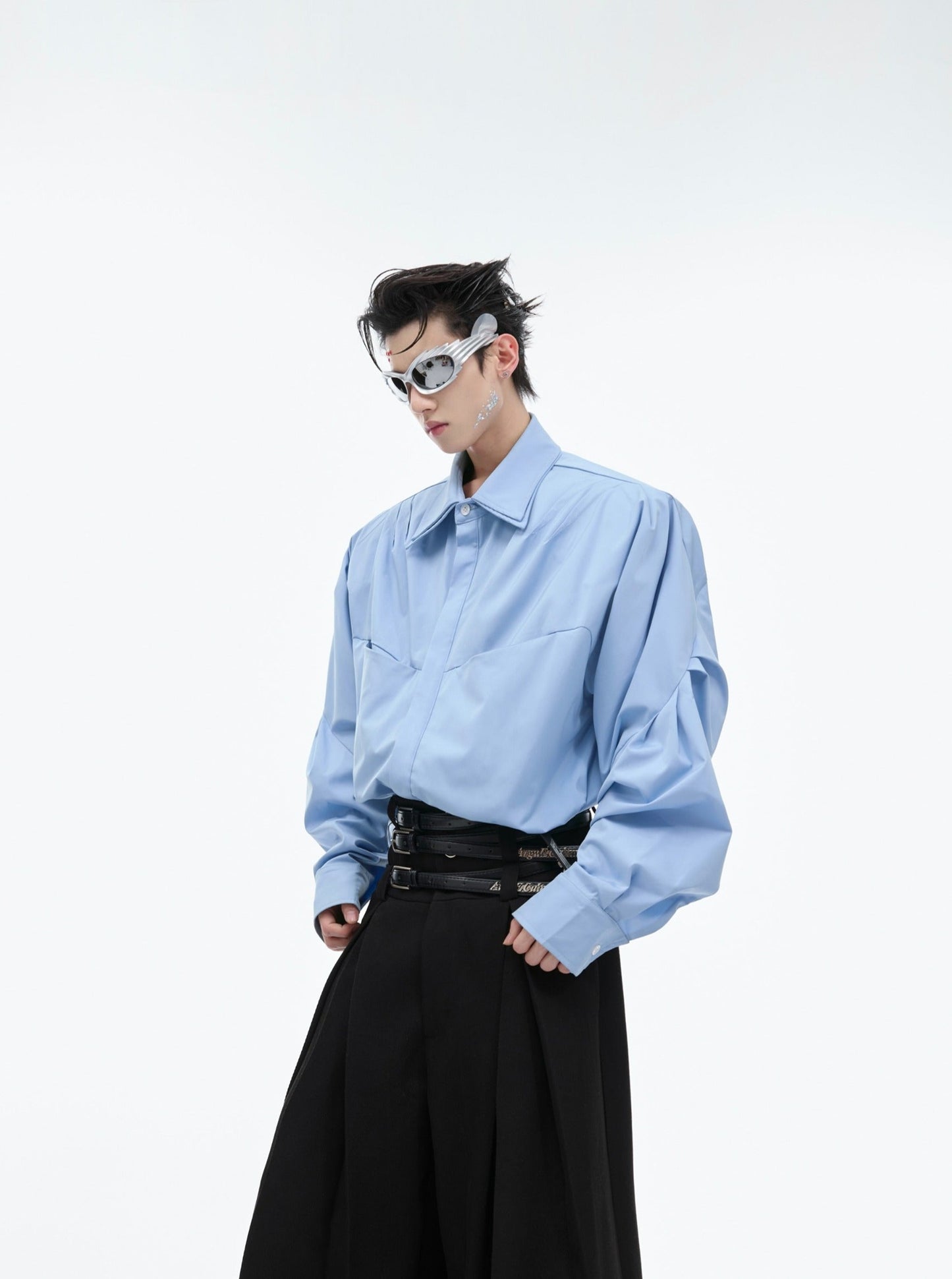 【24s June.】Double Layer Deconstructed Pleated Shirt