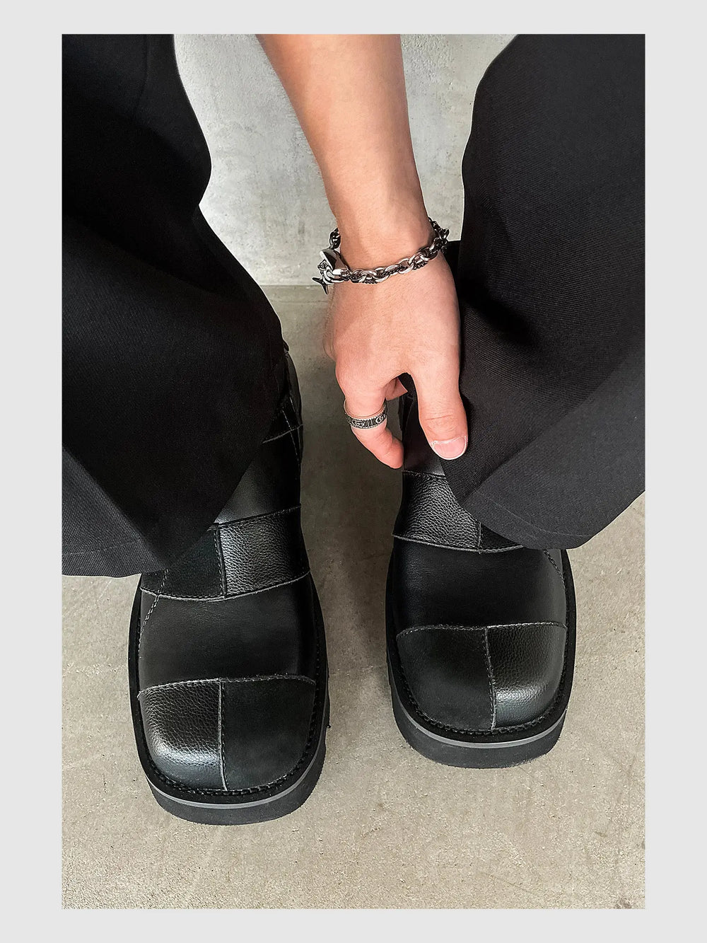 Stitching Square Toe Casual Shoes ArtsKoreanMan