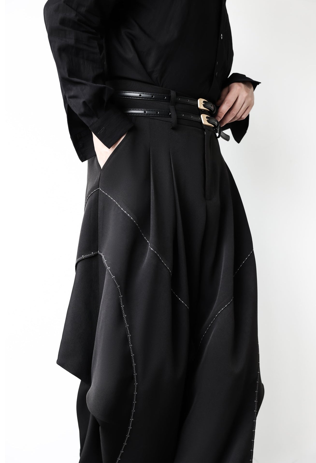 【25s Feb.】High-waisted Draped Premium Suit Trousers