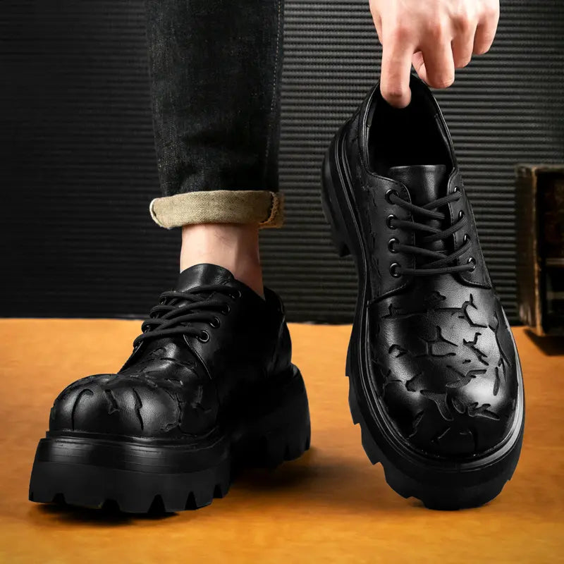 Burst Crack Platform Leather Shoes ArtsKoreanMan